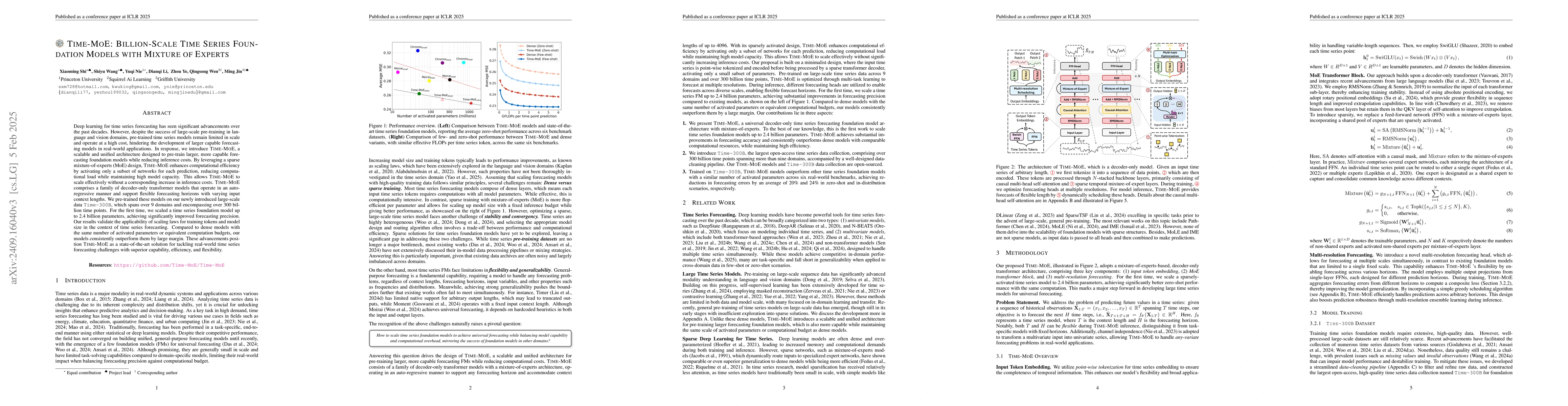 Thumbnail for Time-MoE: Billion-Scale Time Series Foundation Models with Mixture of
  Experts