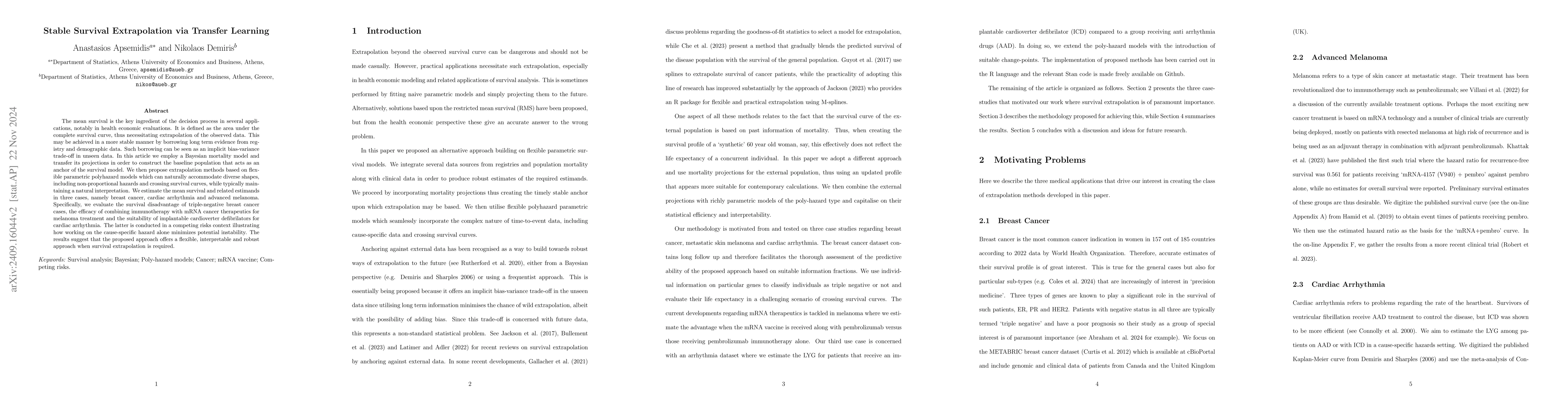 Thumbnail for Stable Survival Extrapolation via Transfer Learning