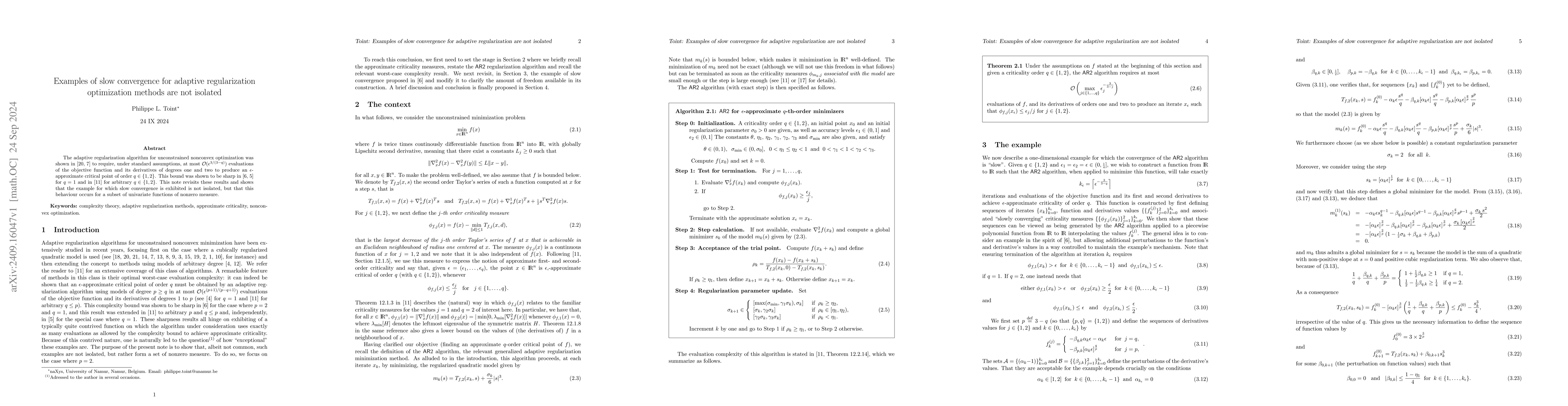 Thumbnail for Examples of slow convergence for adaptive regularization optimization
  methods are not isolated