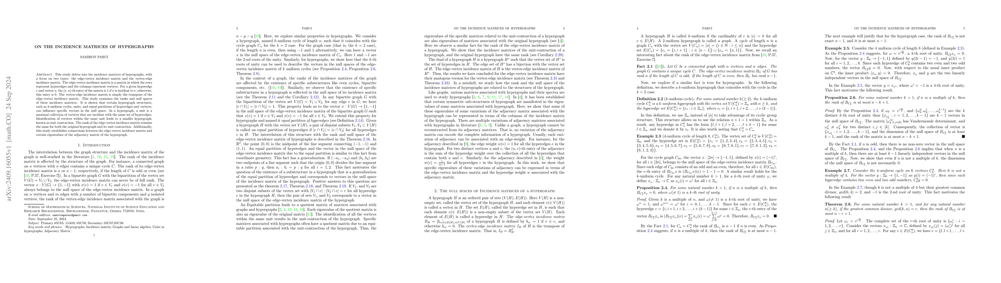 Thumbnail for On the Incidence matrices of hypergraphs