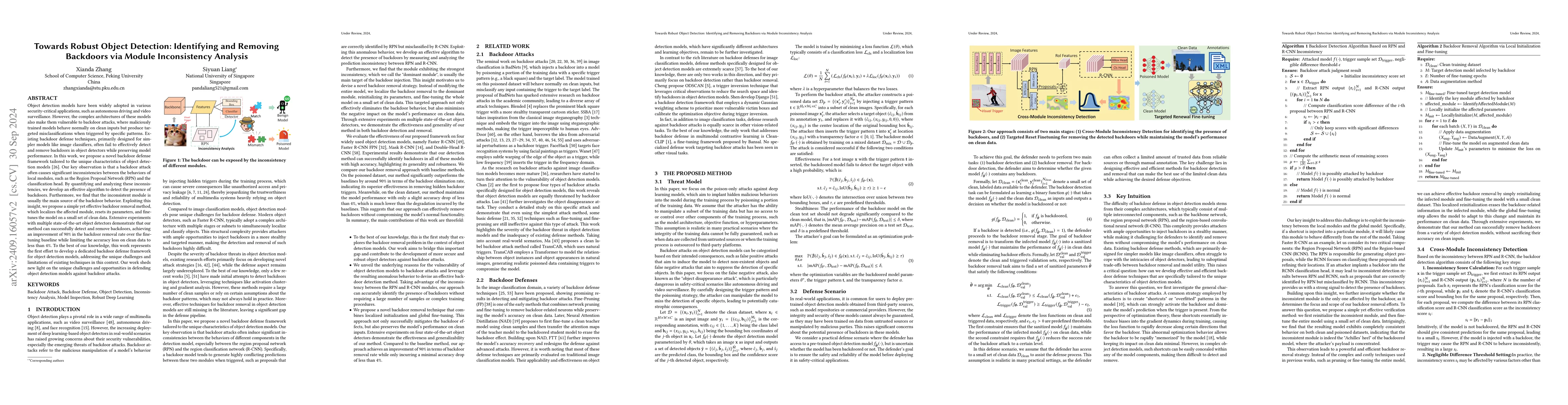 Thumbnail for Towards Robust Object Detection: Identifying and Removing Backdoors via
  Module Inconsistency Analysis