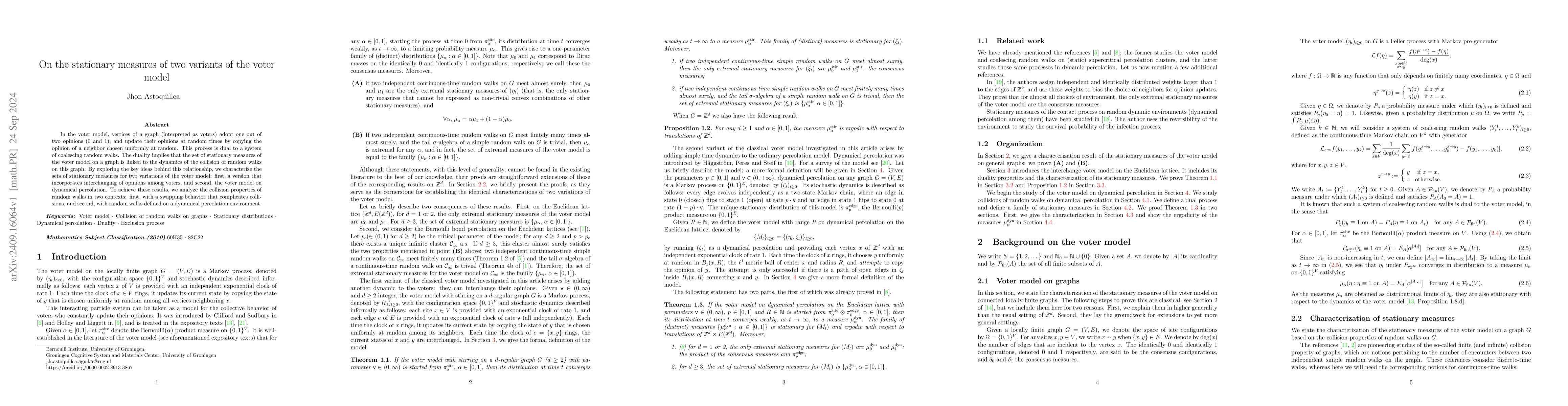 Thumbnail for On the stationary measures of two variants of the voter model