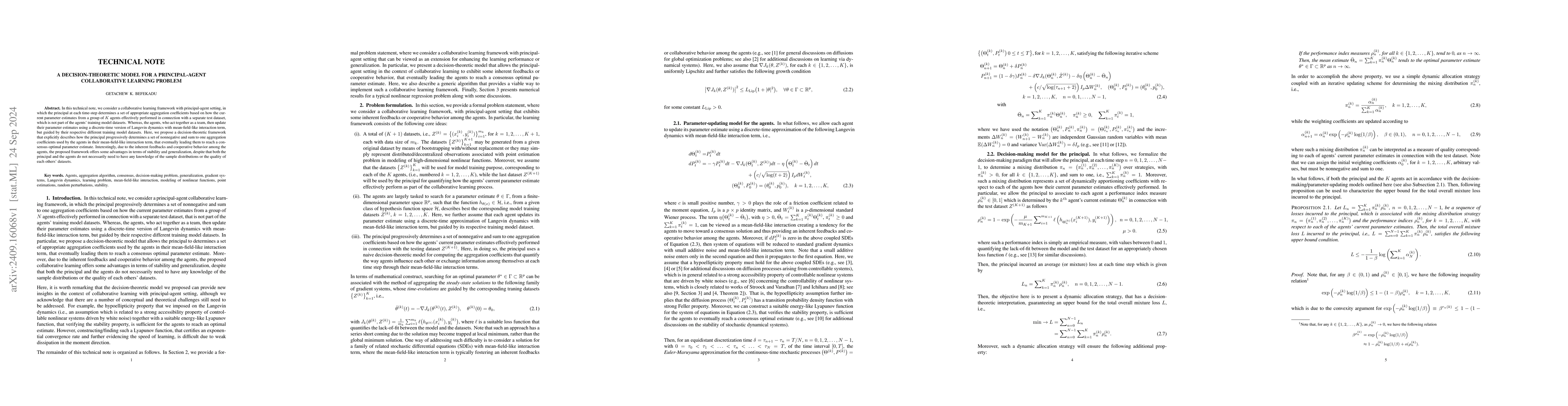 Thumbnail for A decision-theoretic model for a principal-agent collaborative learning
  problem