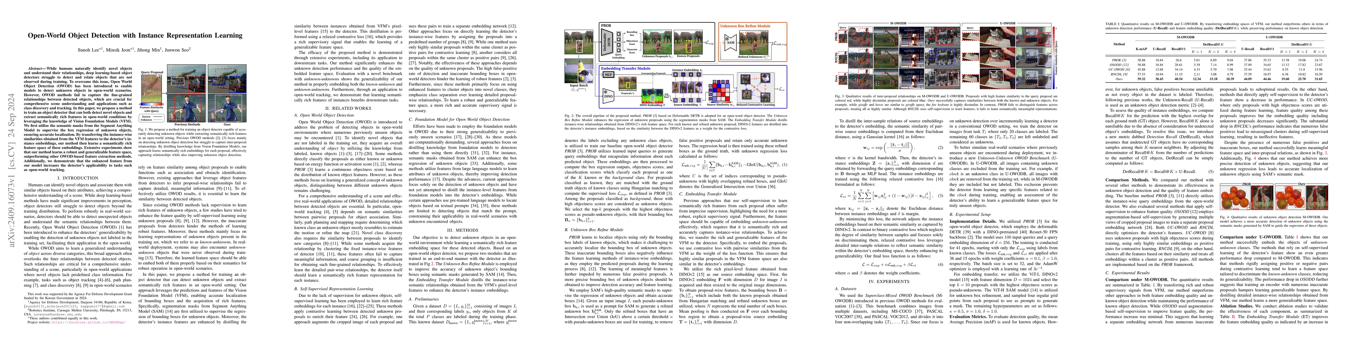 Thumbnail for Open-World Object Detection with Instance Representation Learning