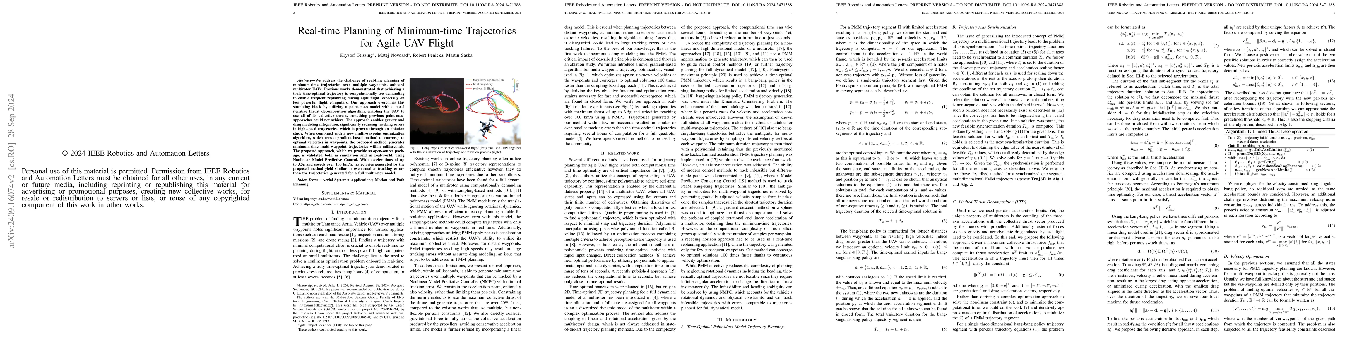 Thumbnail for Real-time Planning of Minimum-time Trajectories for Agile UAV Flight