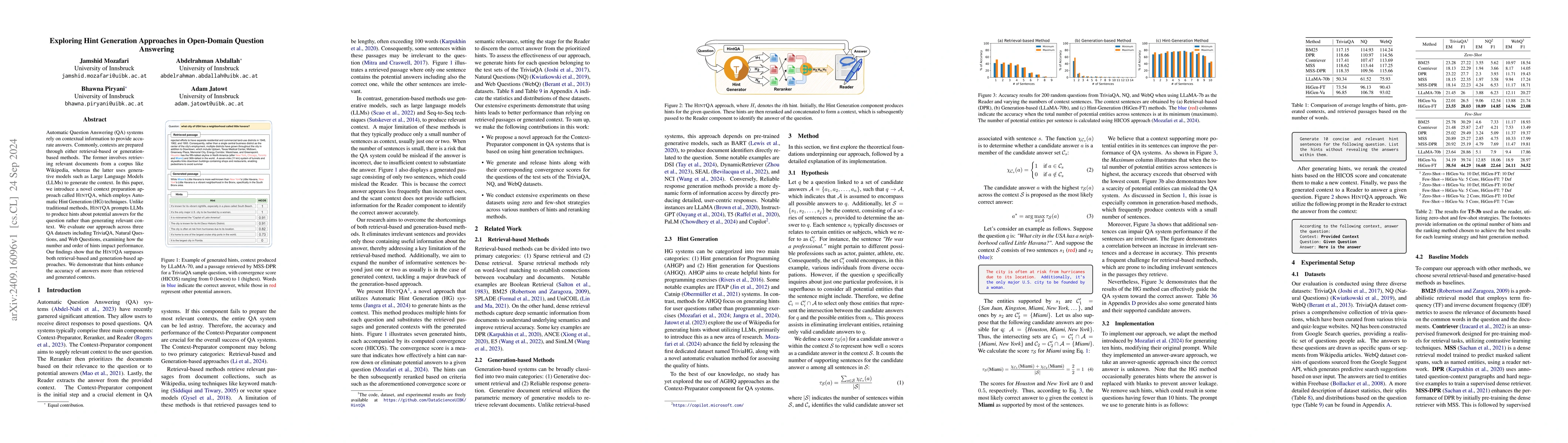 Thumbnail for Exploring Hint Generation Approaches in Open-Domain Question Answering