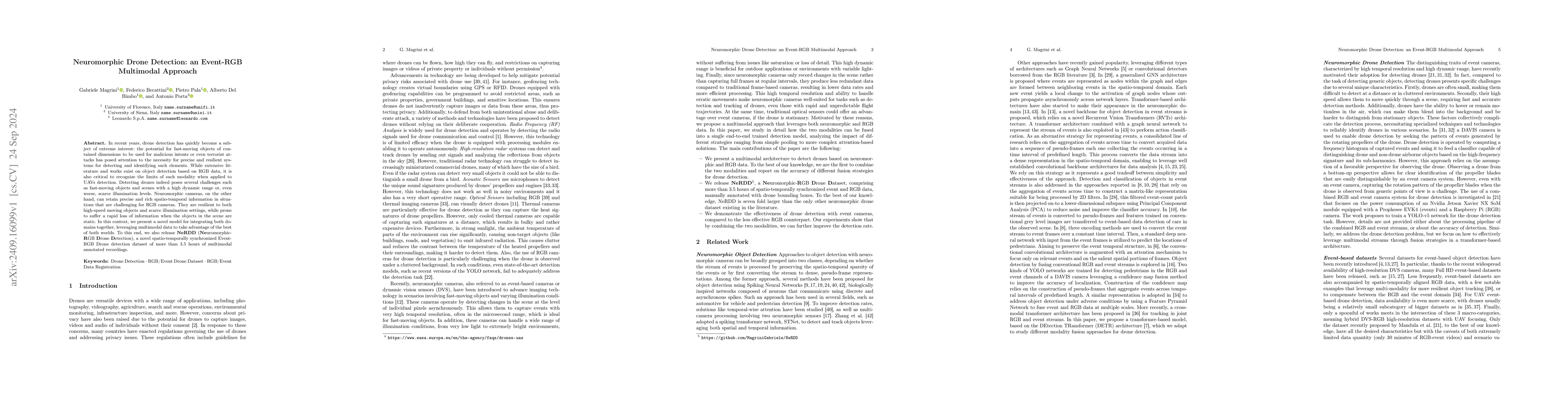 Thumbnail for Neuromorphic Drone Detection: an Event-RGB Multimodal Approach