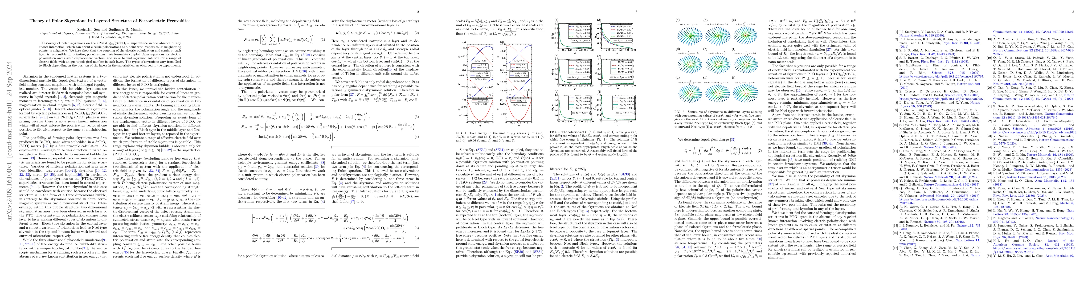 Thumbnail for Theory of Polar Skyrmions in Layered Structure of Ferroelectric
  Perovskites
