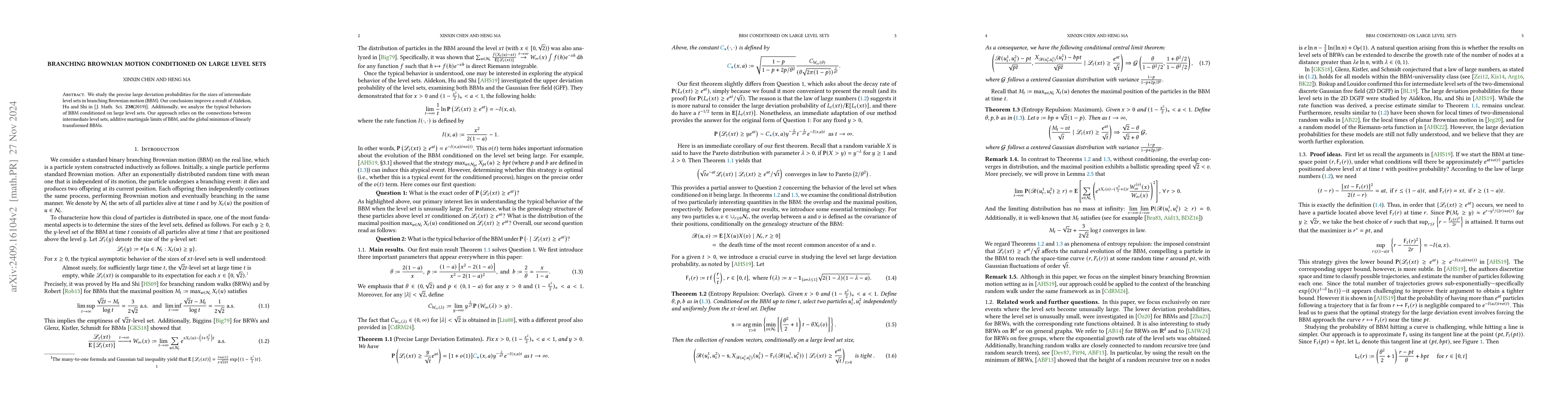 Thumbnail for Branching brownian motion conditioned on large level sets