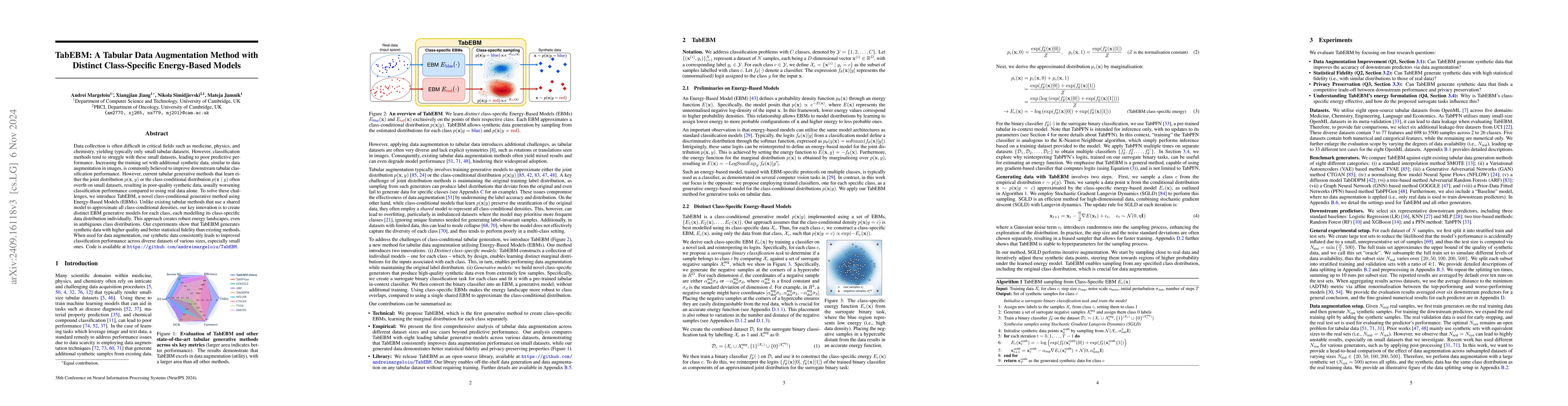 Thumbnail for TabEBM: A Tabular Data Augmentation Method with Distinct Class-Specific
  Energy-Based Models