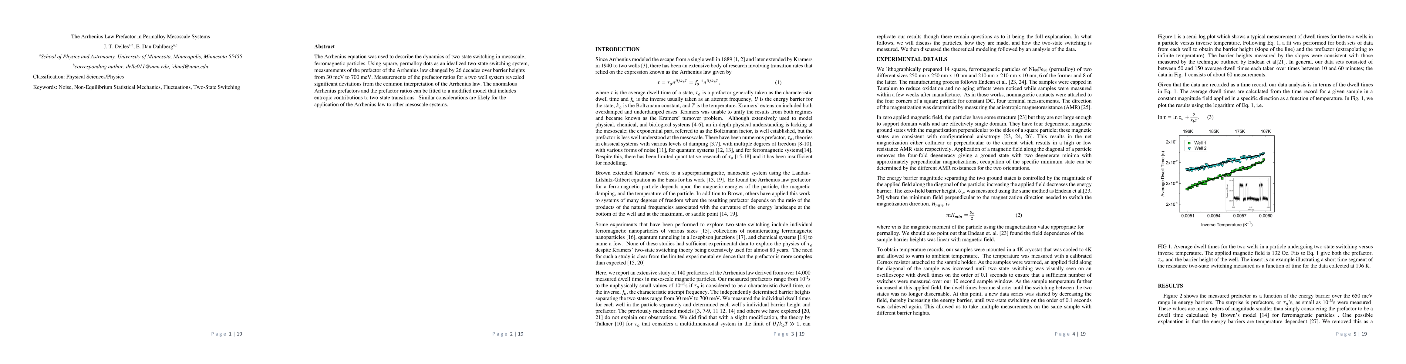 Thumbnail for The Arrhenius Law Prefactor in Permalloy Mesoscale Systems