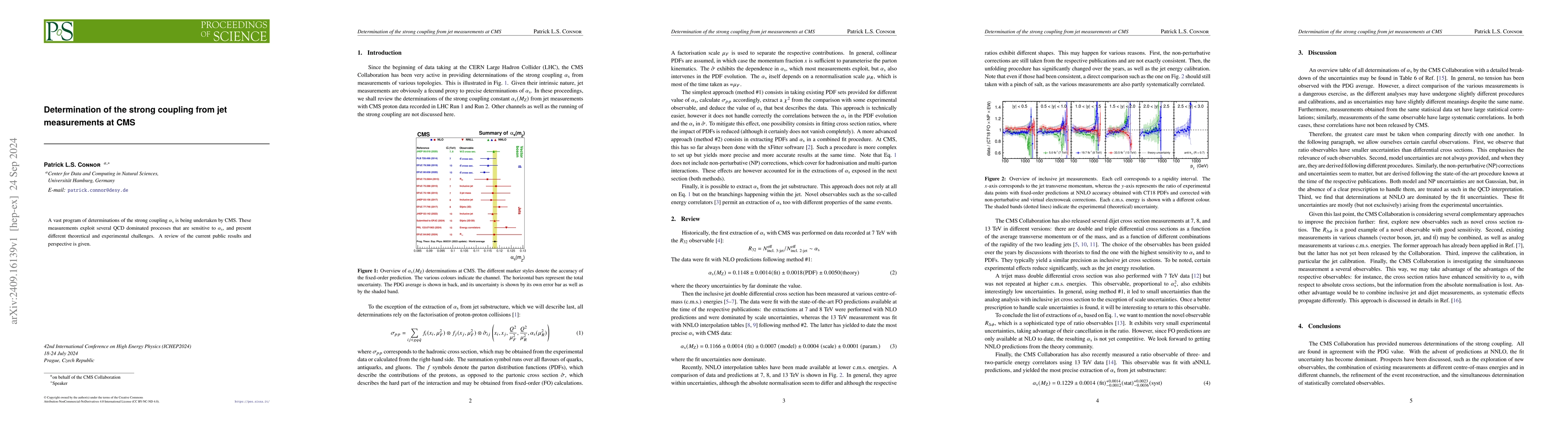 Thumbnail for Determination of the strong coupling from jet measurements at CMS