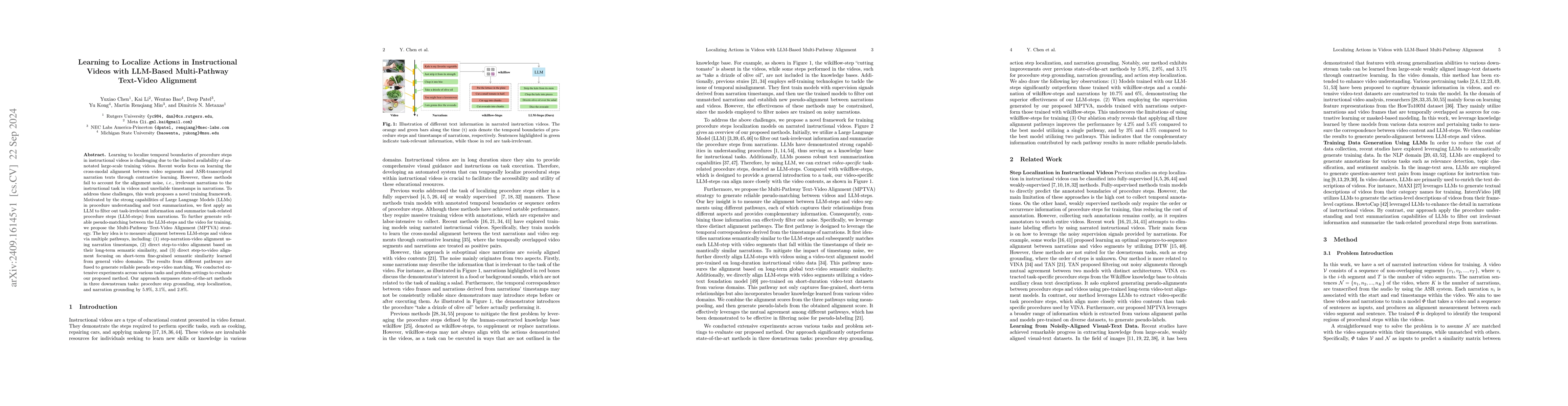 Thumbnail for Learning to Localize Actions in Instructional Videos with LLM-Based
  Multi-Pathway Text-Video Alignment