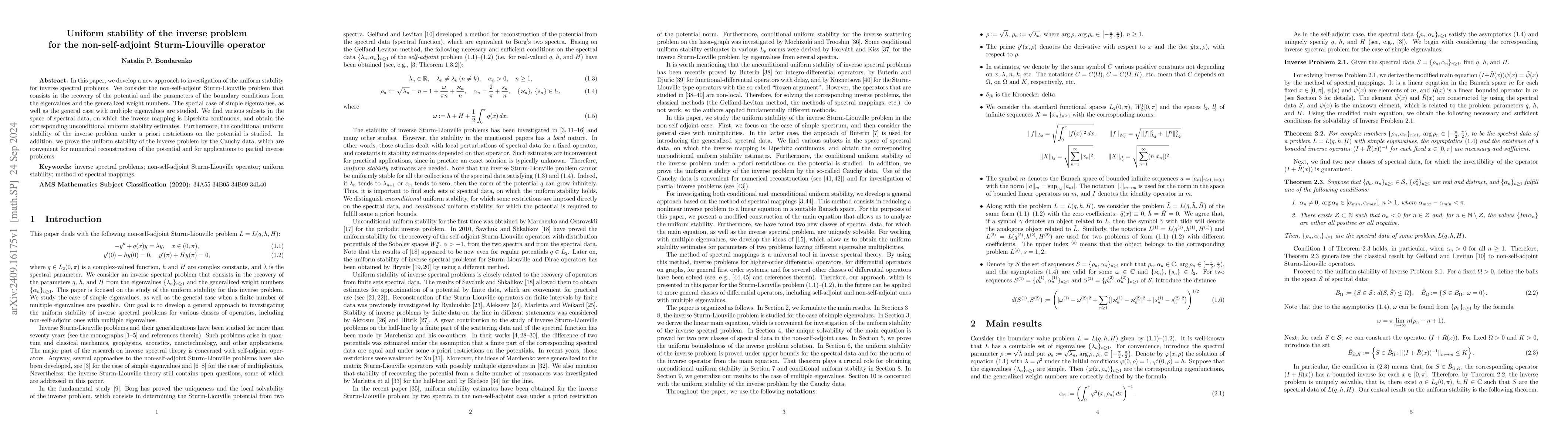 Thumbnail for Uniform stability of the inverse problem for the non-self-adjoint
  Sturm-Liouville operator
