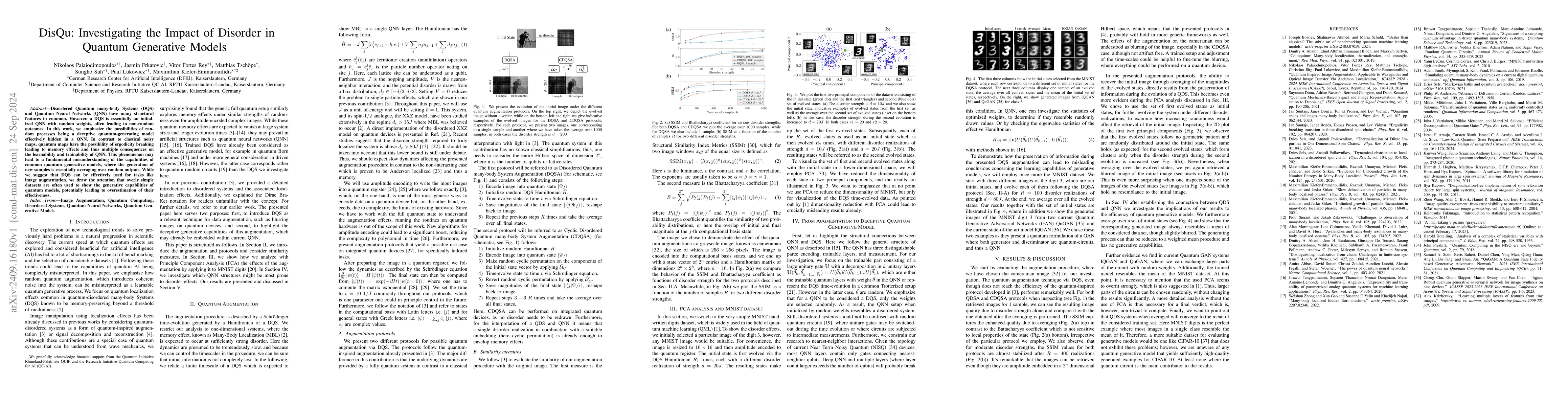 Thumbnail for DisQu: Investigating the Impact of Disorder in Quantum Generative Models