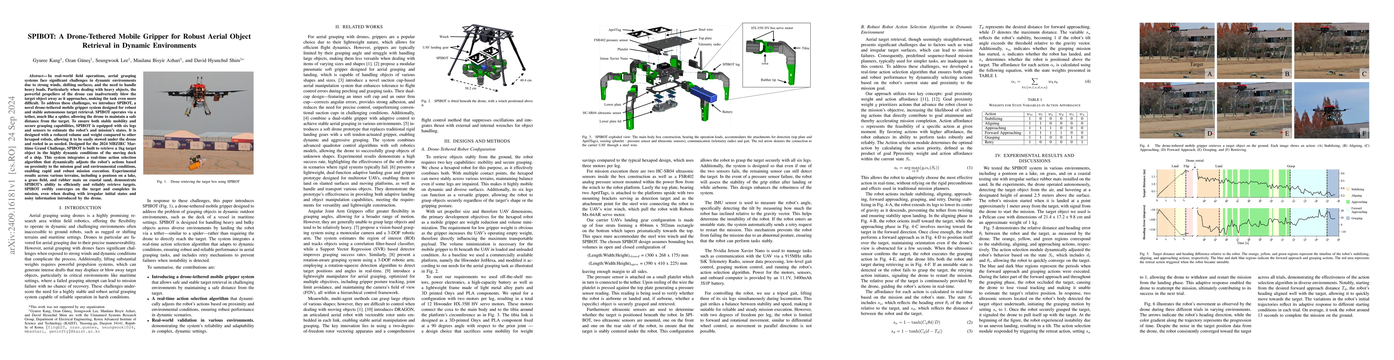 Thumbnail for SPIBOT: A Drone-Tethered Mobile Gripper for Robust Aerial Object
  Retrieval in Dynamic Environments