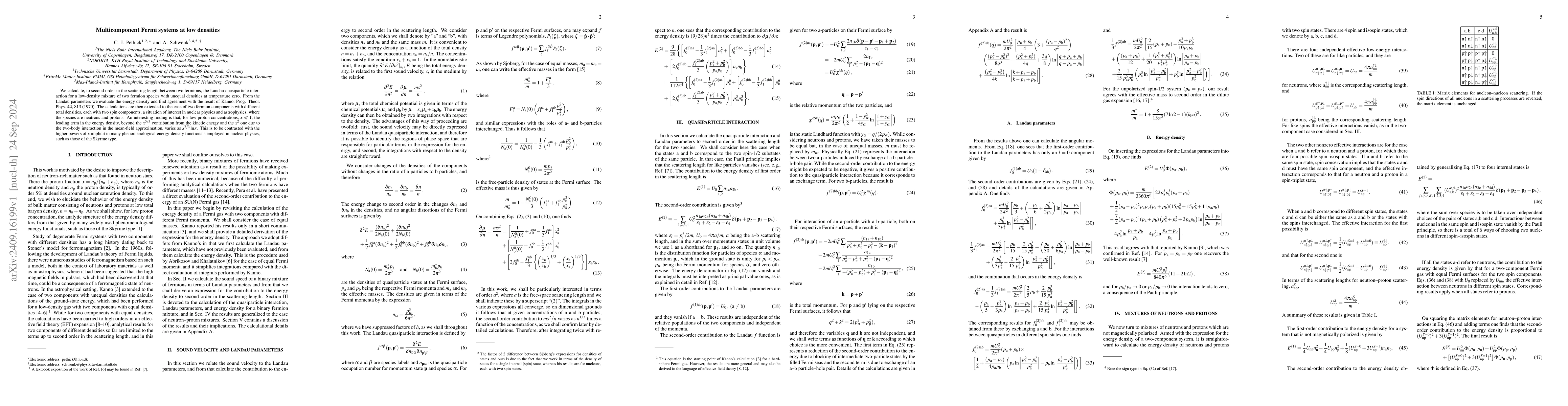 Thumbnail for Multicomponent Fermi systems at low densities