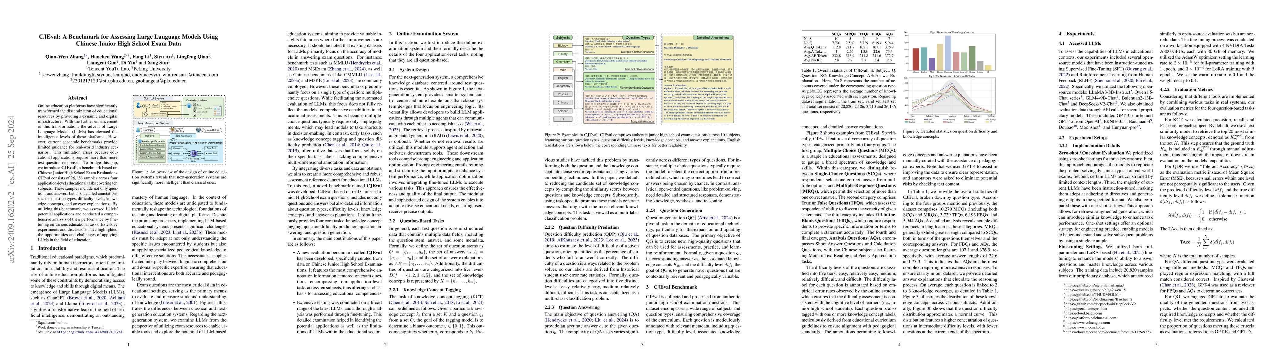 Thumbnail for CJEval: A Benchmark for Assessing Large Language Models Using Chinese
  Junior High School Exam Data