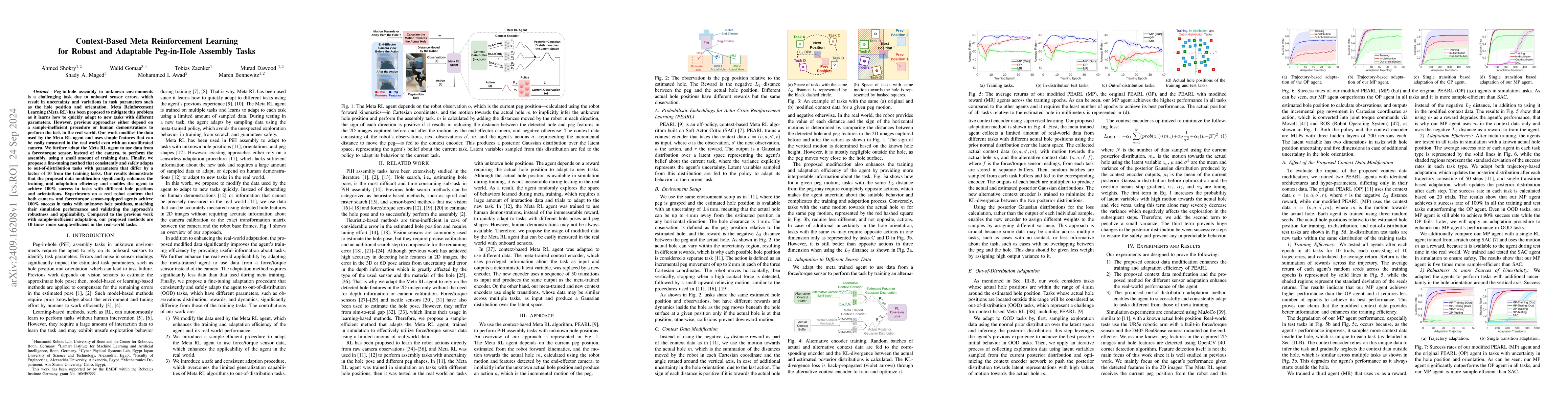 Thumbnail for Context-Based Meta Reinforcement Learning for Robust and Adaptable
  Peg-in-Hole Assembly Tasks