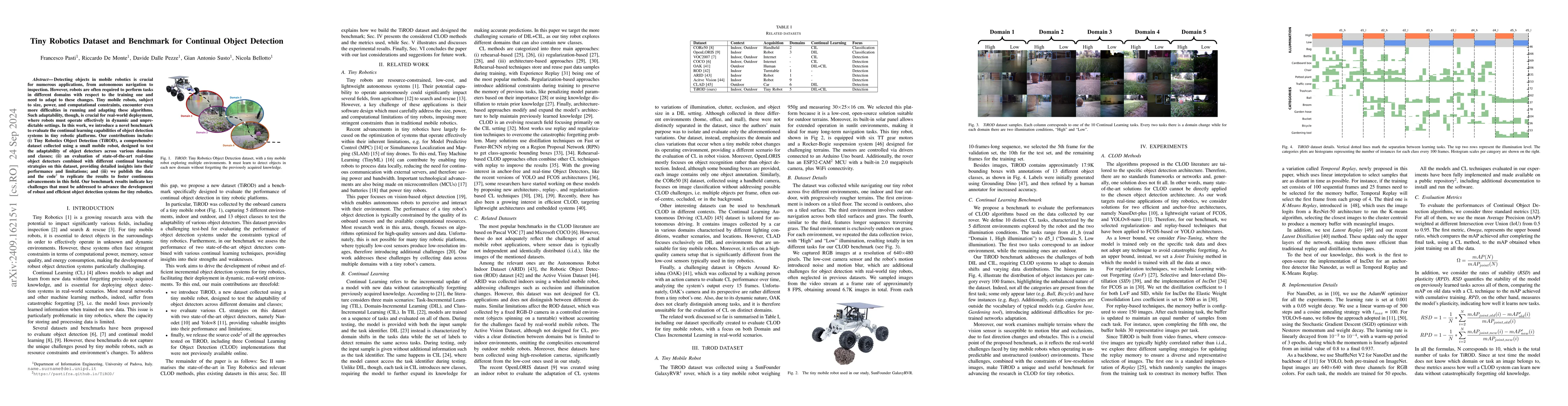 Thumbnail for Tiny Robotics Dataset and Benchmark for Continual Object Detection
