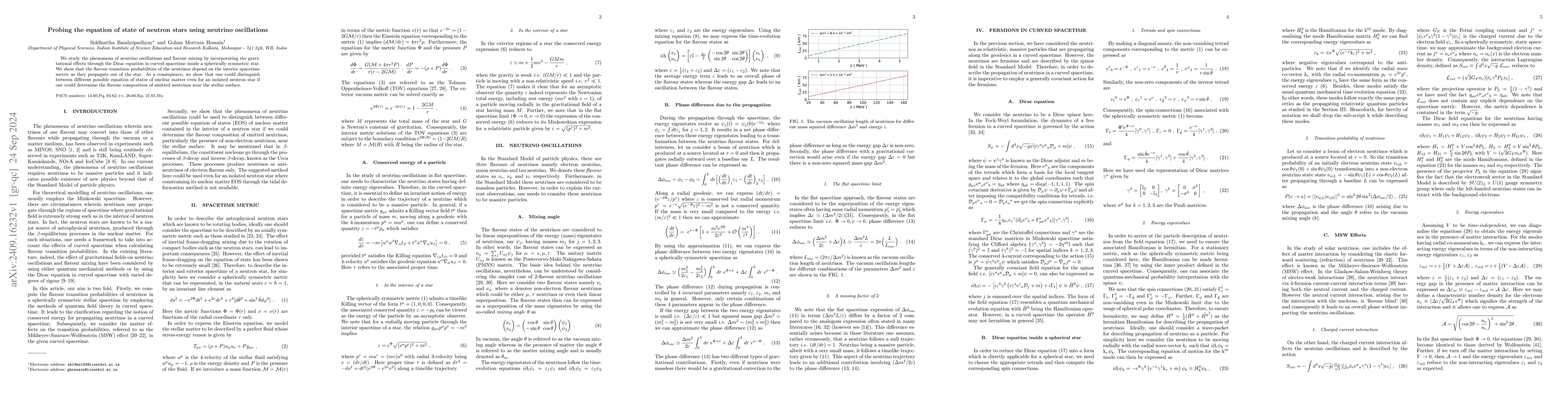 Thumbnail for Probing the equation of state of neutron stars using neutrino
  oscillations