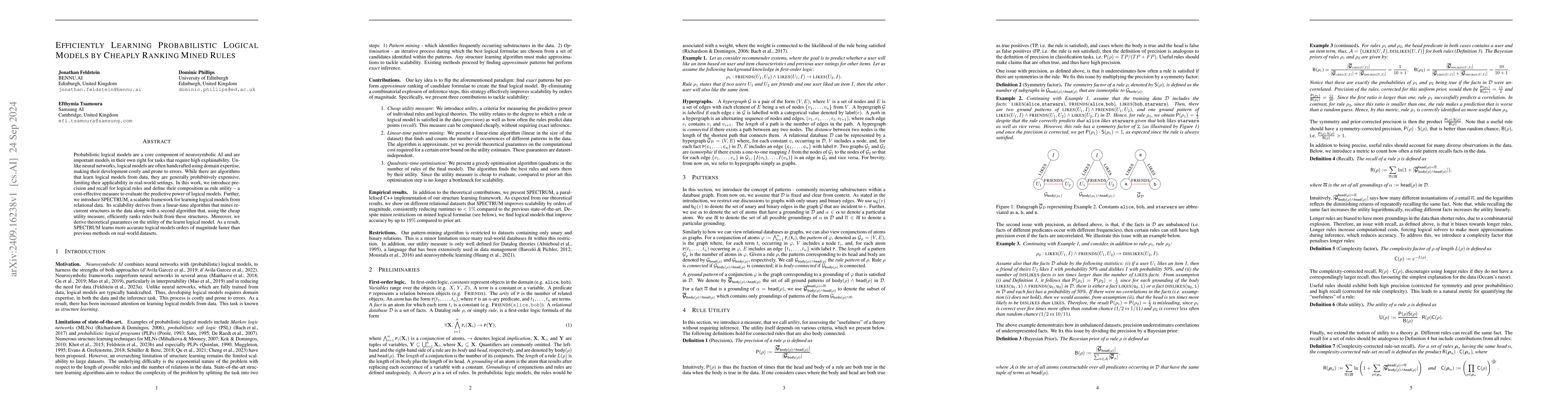 Thumbnail for Efficiently Learning Probabilistic Logical Models by Cheaply Ranking
  Mined Rules