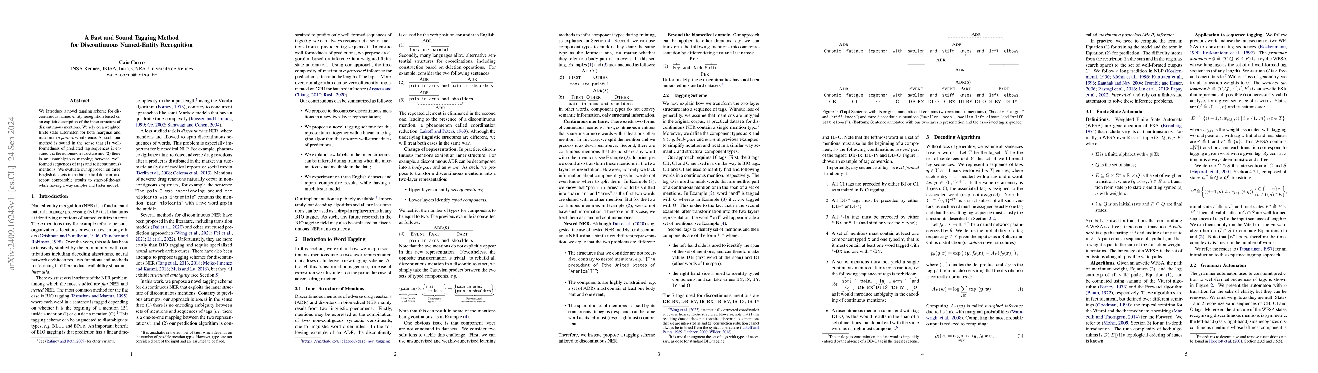 Thumbnail for A fast and sound tagging method for discontinuous named-entity
  recognition