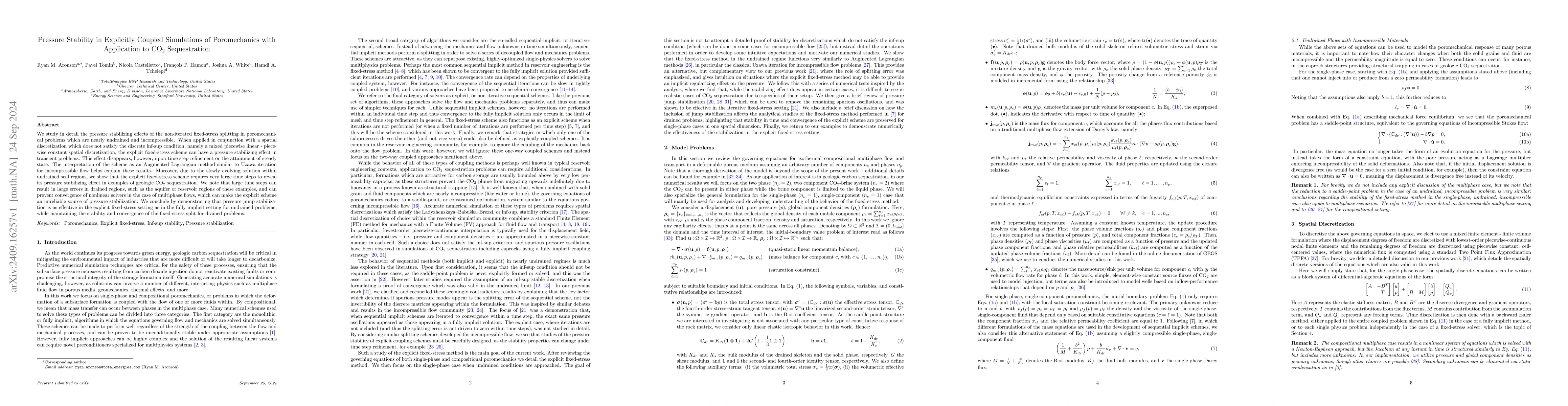 Thumbnail for Pressure stability in explicitly coupled simulations of poromechanics
  with application to CO$_2$ sequestration