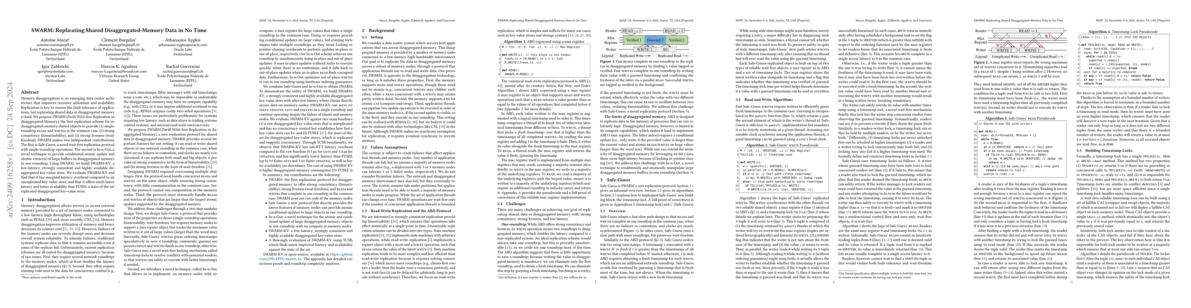 Thumbnail for SWARM: Replicating Shared Disaggregated-Memory Data in No Time