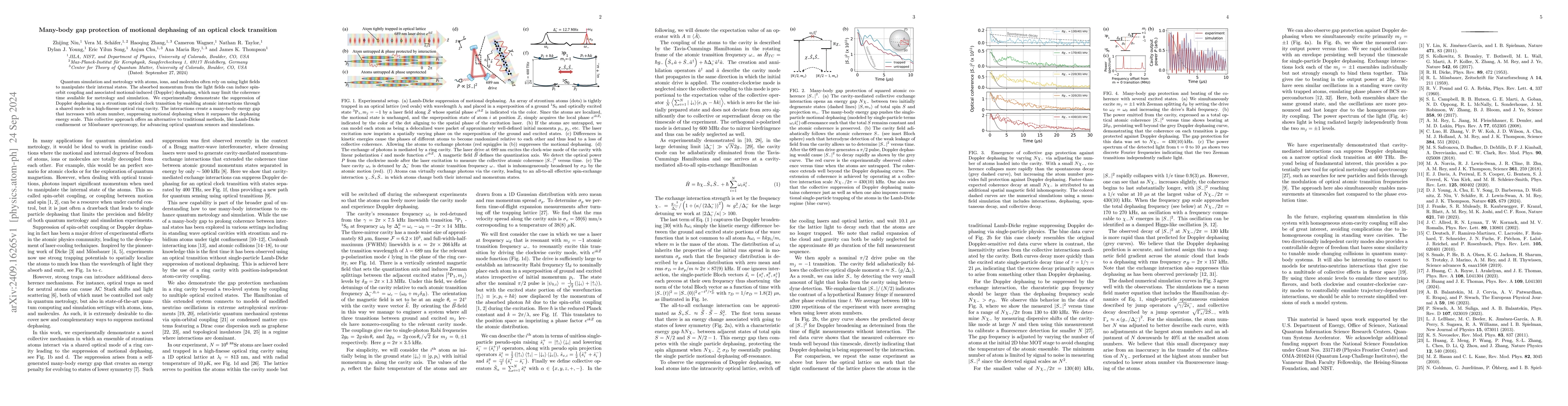Thumbnail for Many-body gap protection of motional dephasing of an optical clock
  transition