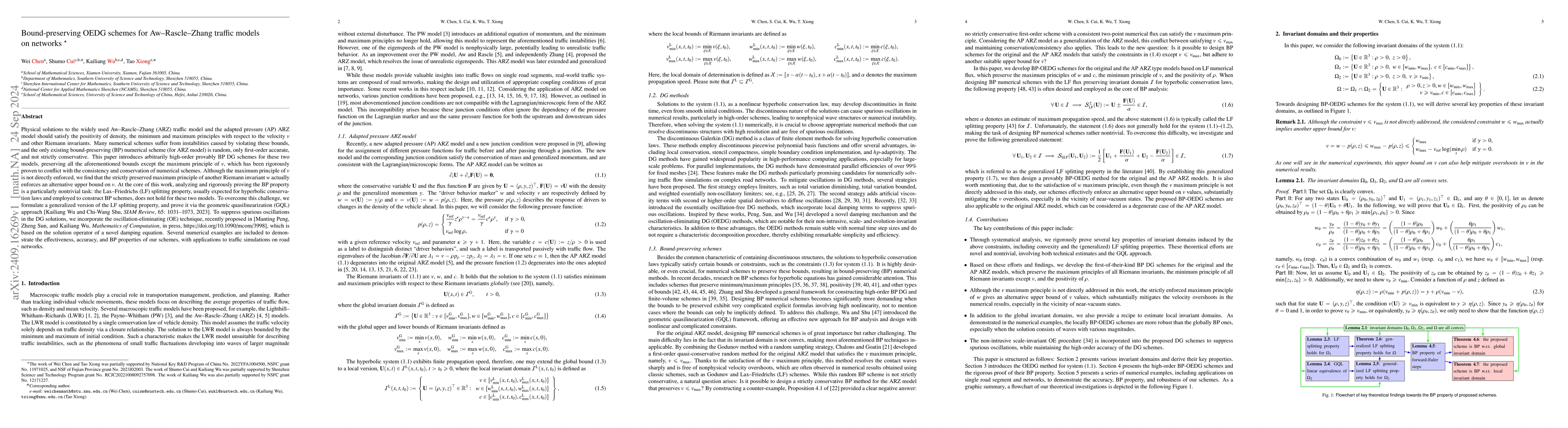 Thumbnail for Bound-preserving OEDG schemes for Aw-Rascle-Zhang traffic models on
  networks