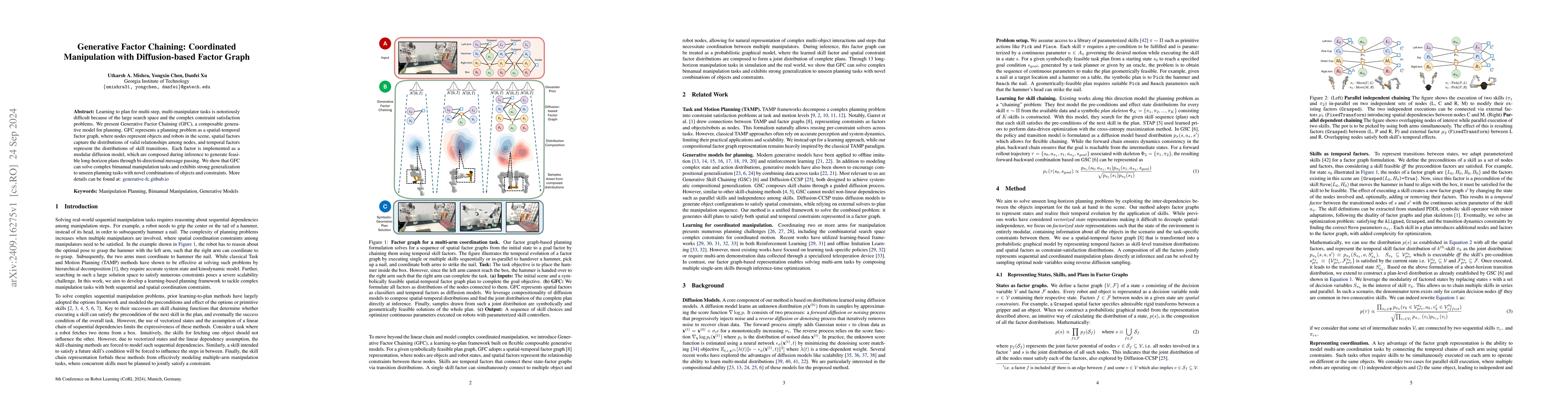 Thumbnail for Generative Factor Chaining: Coordinated Manipulation with
  Diffusion-based Factor Graph