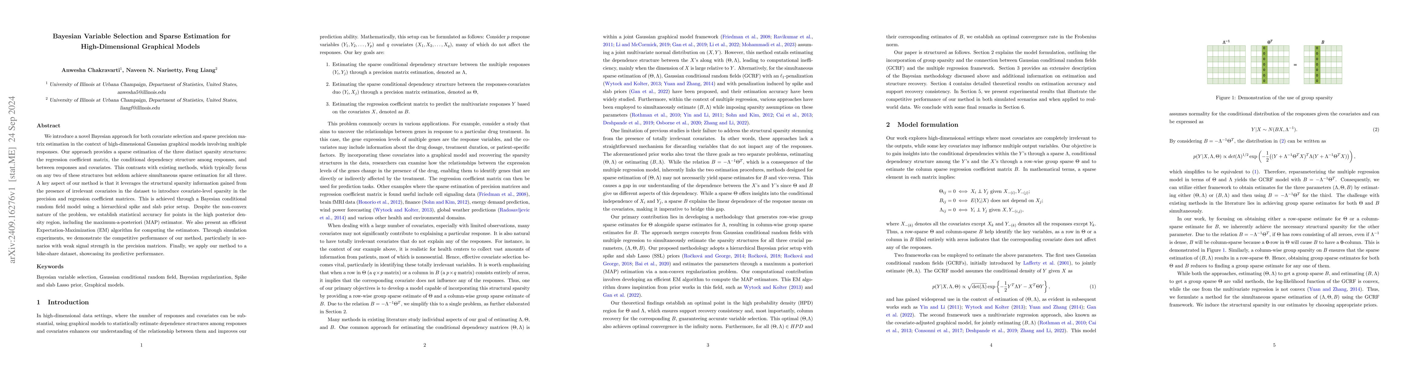 Thumbnail for Bayesian Variable Selection and Sparse Estimation for High-Dimensional
  Graphical Models