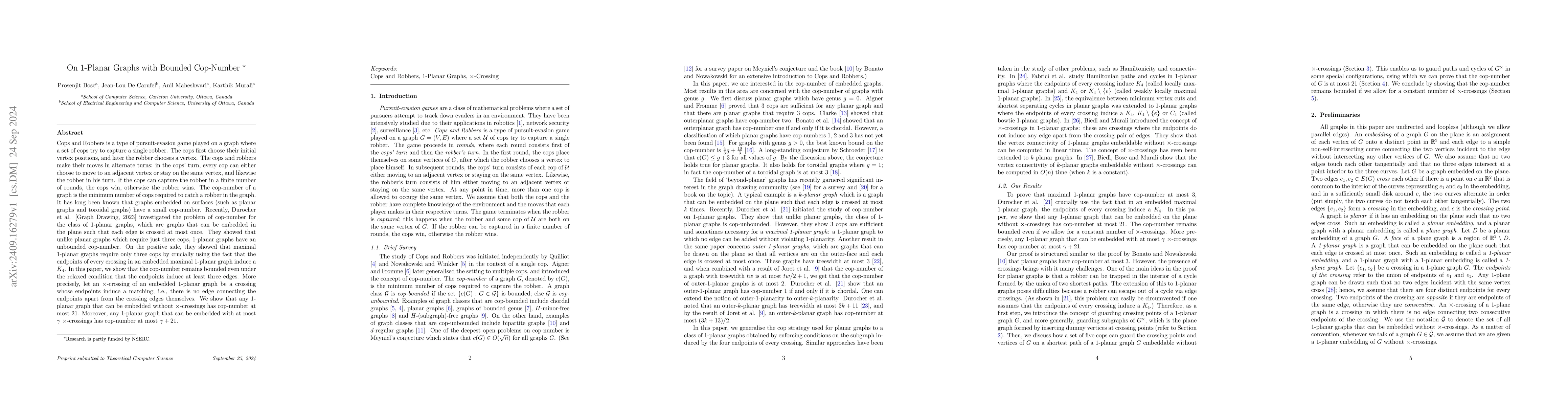 Thumbnail for On 1-Planar Graphs with Bounded Cop-Number