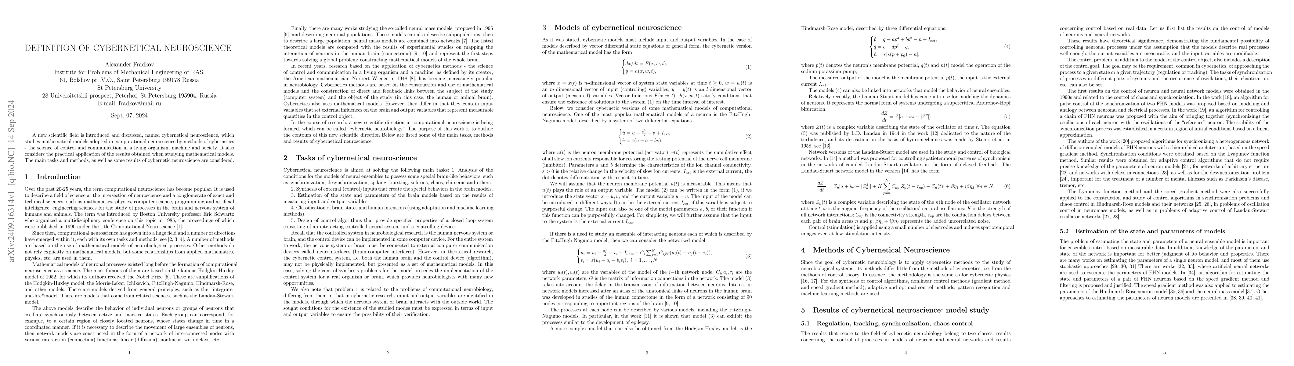 Thumbnail for Definition of Cybernetical Neuroscience