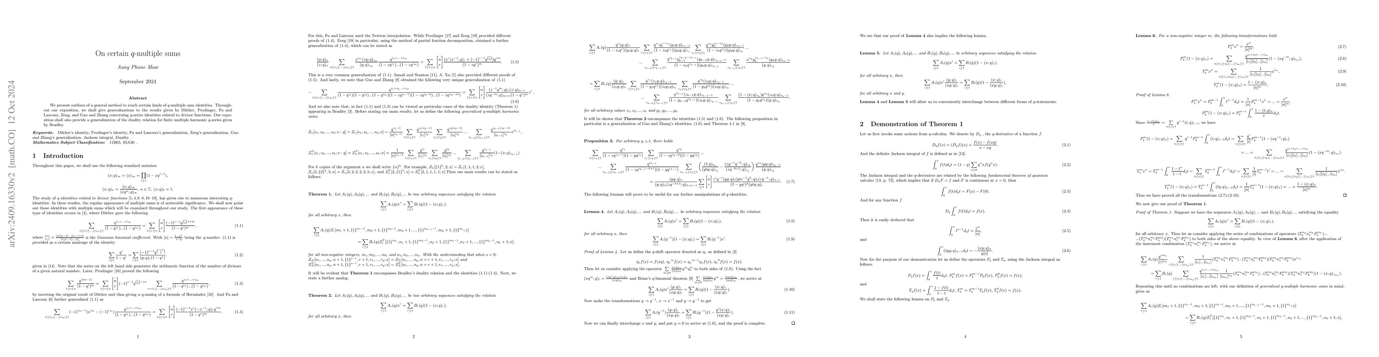 Thumbnail for On certain $q$-multiple sums