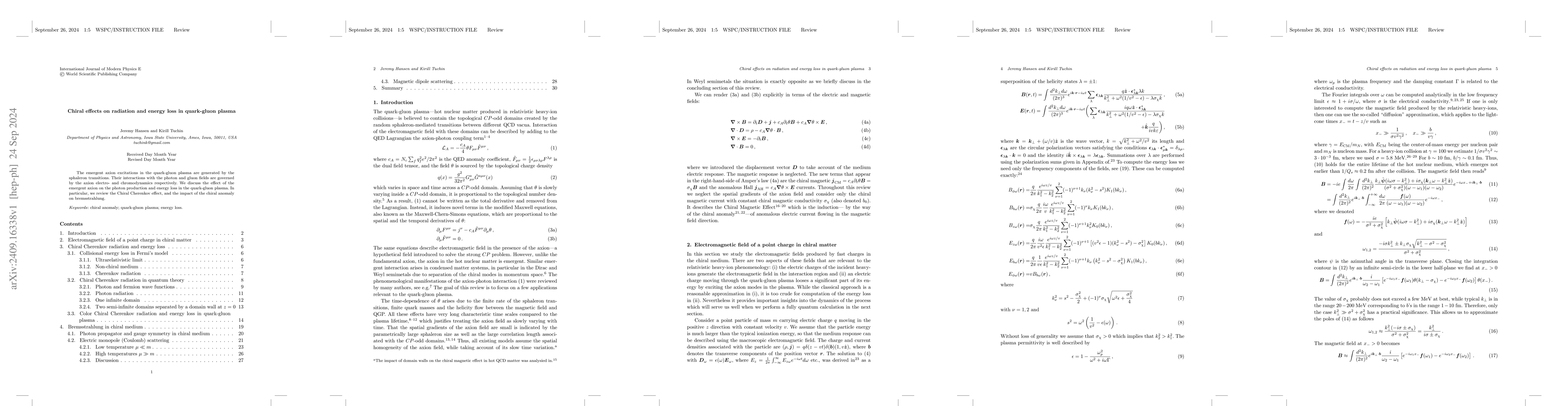 Thumbnail for Chiral effects on radiation and energy loss in quark-gluon plasma