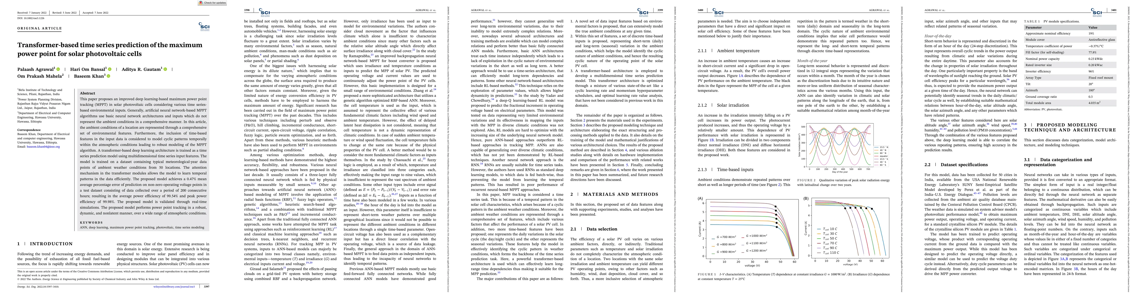 Thumbnail for Transformer based time series prediction of the maximum power point for
  solar photovoltaic cells