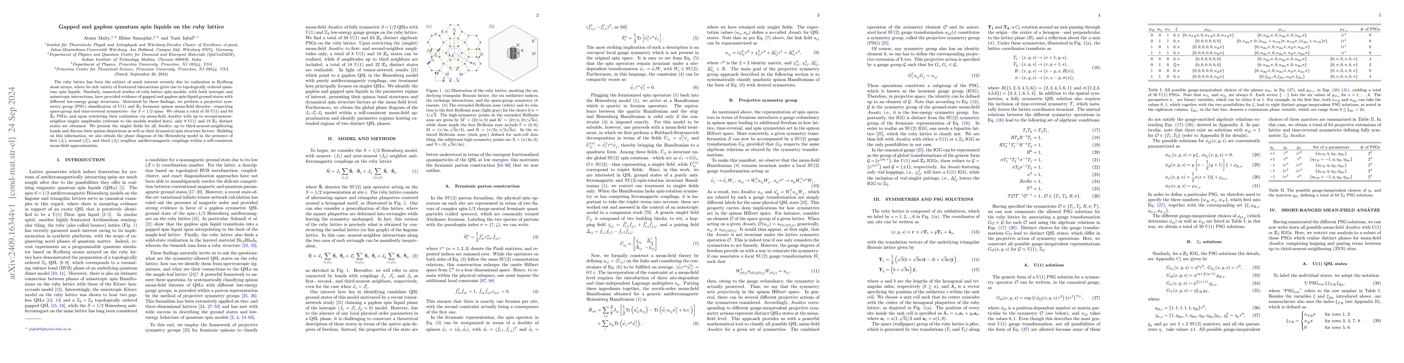 Thumbnail for Gapped and gapless quantum spin liquids on the ruby lattice