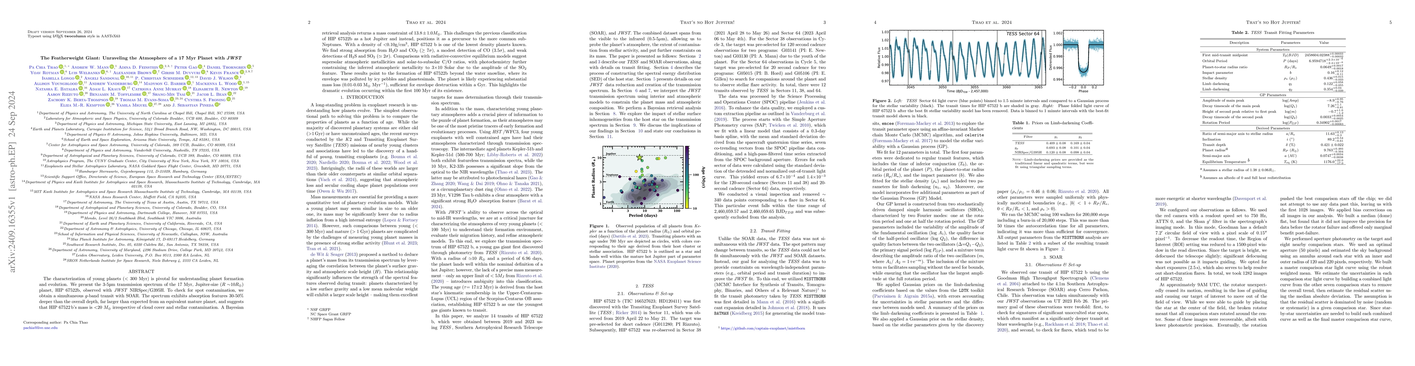 Thumbnail for The Featherweight Giant: Unraveling the Atmosphere of a 17 Myr Planet
  with JWST