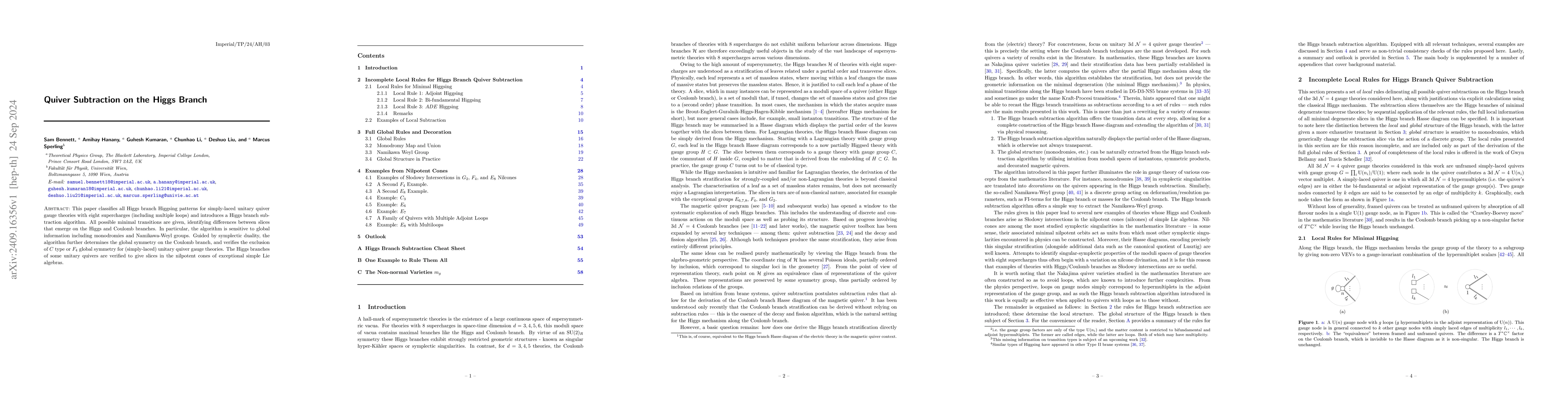 Thumbnail for Quiver Subtraction on the Higgs Branch