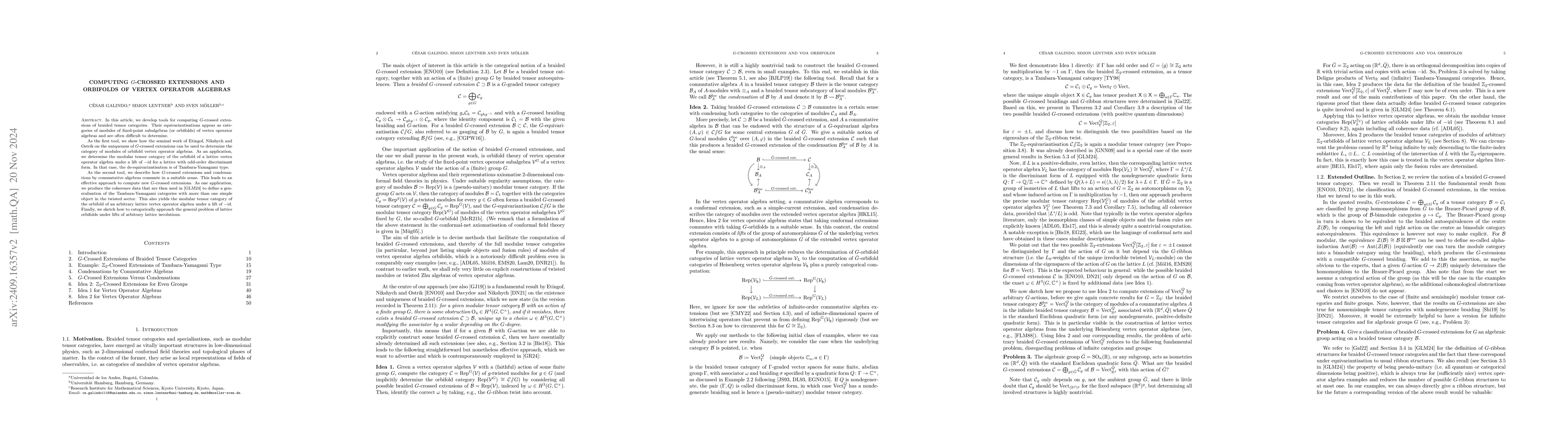 Thumbnail for Computing $G$-Crossed Extensions and Orbifolds of Vertex Operator
  Algebras