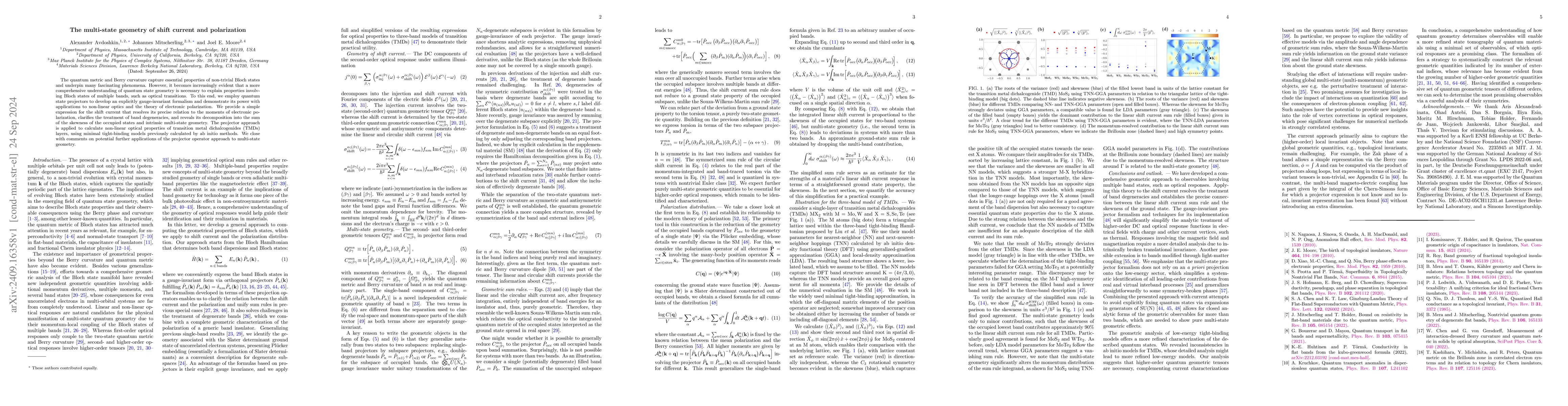 Thumbnail for The multi-state geometry of shift current and polarization