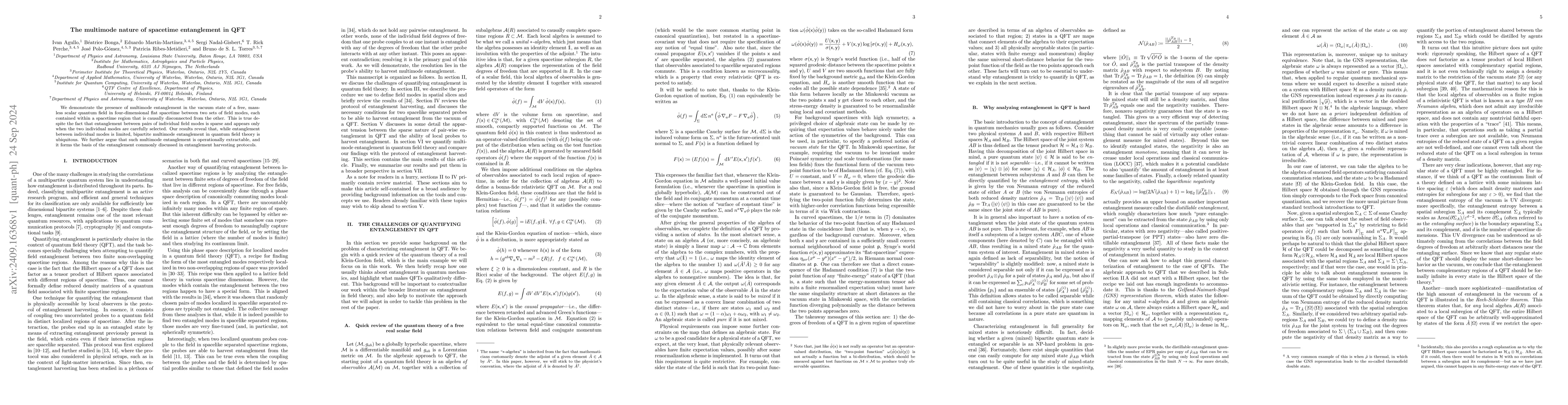 Thumbnail for The multimode nature of spacetime entanglement in QFT