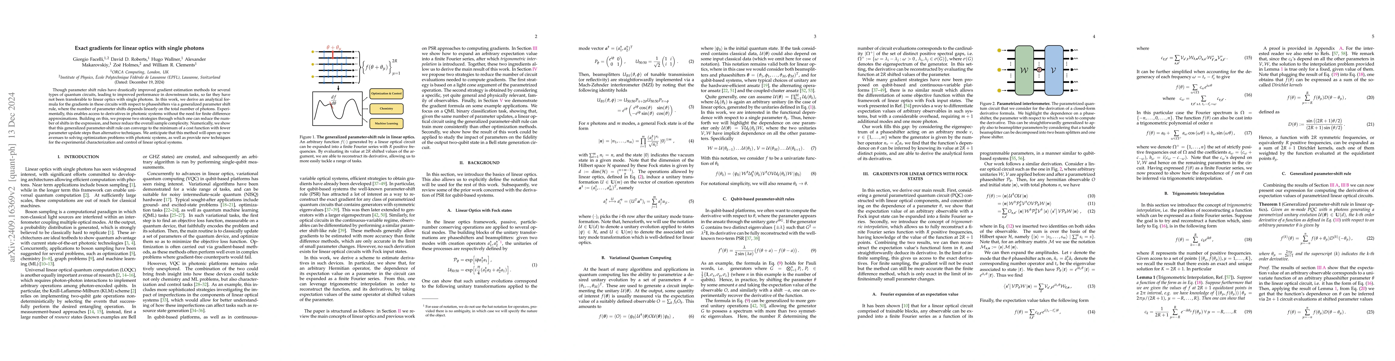 Thumbnail for Exact gradients for linear optics with single photons