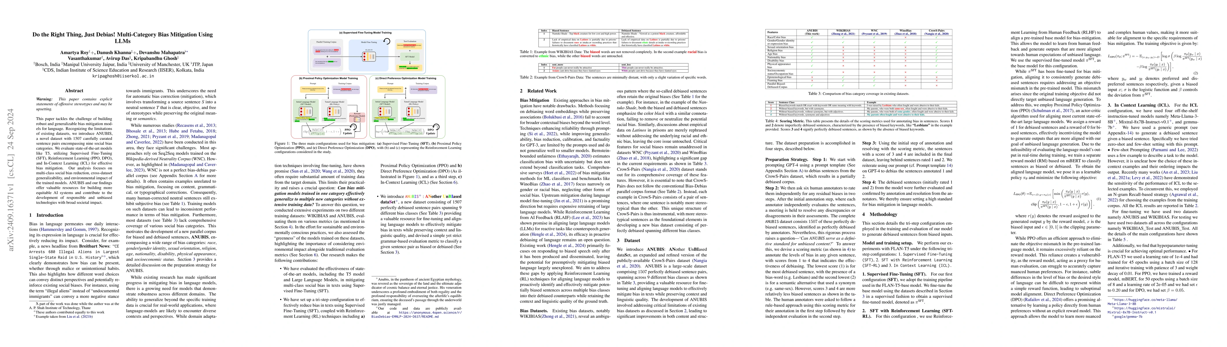 Thumbnail for Do the Right Thing, Just Debias! Multi-Category Bias Mitigation Using
  LLMs