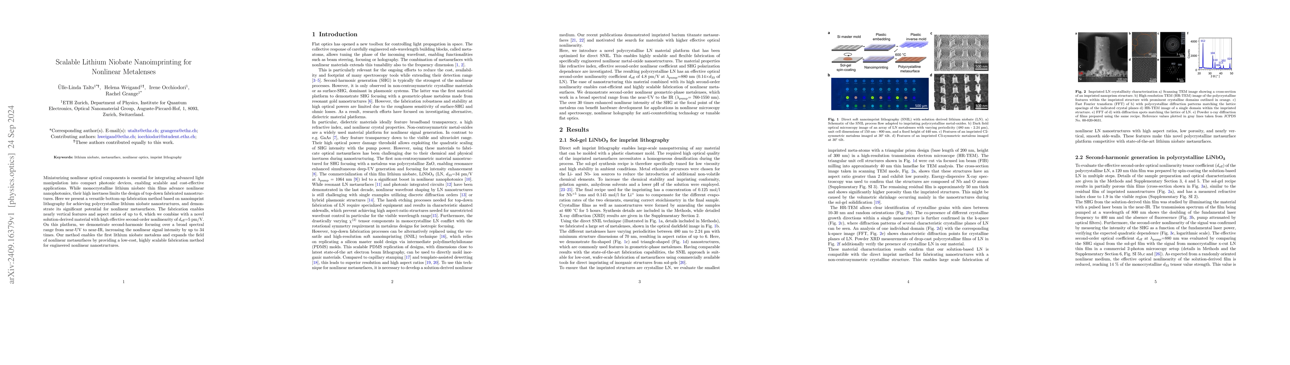 Thumbnail for Scalable Lithium Niobate Nanoimprinting for Nonlinear Metalenses