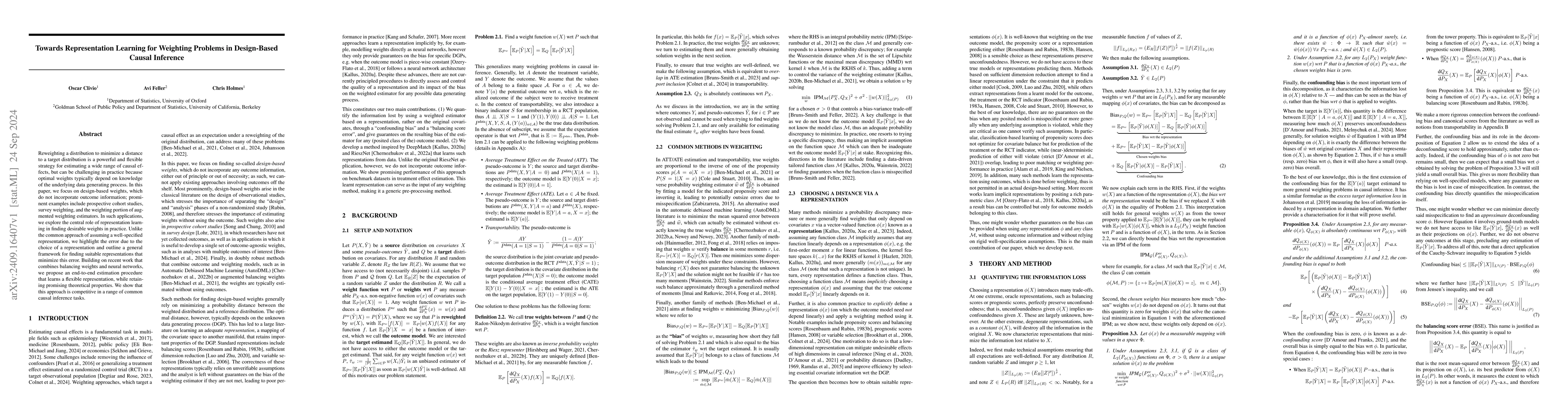 Thumbnail for Towards Representation Learning for Weighting Problems in Design-Based
  Causal Inference