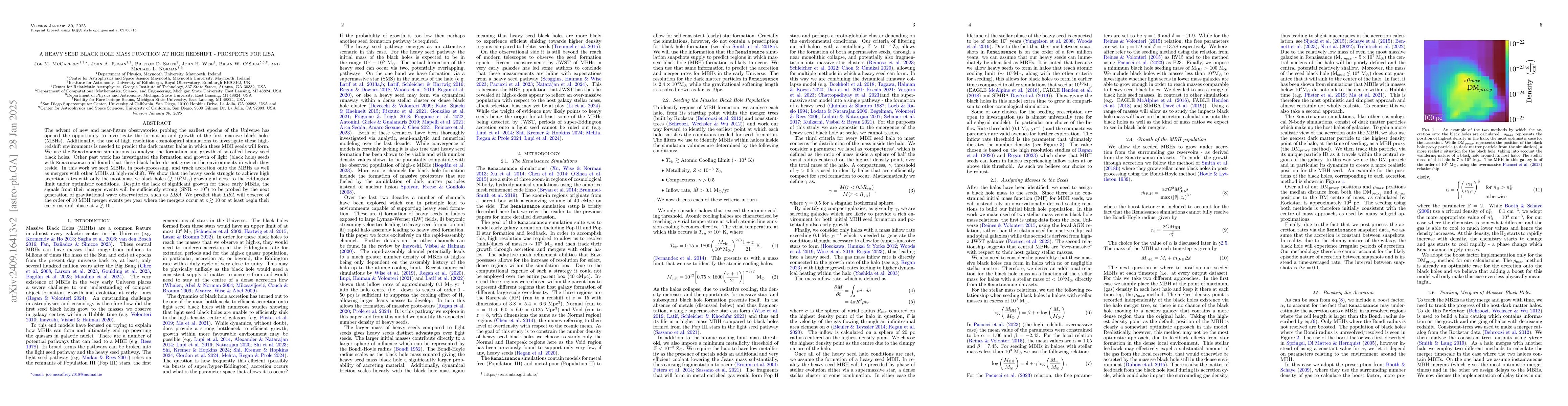 Thumbnail for A Heavy Seed Black Hole Mass Function at High Redshift -- Prospects for
  LISA