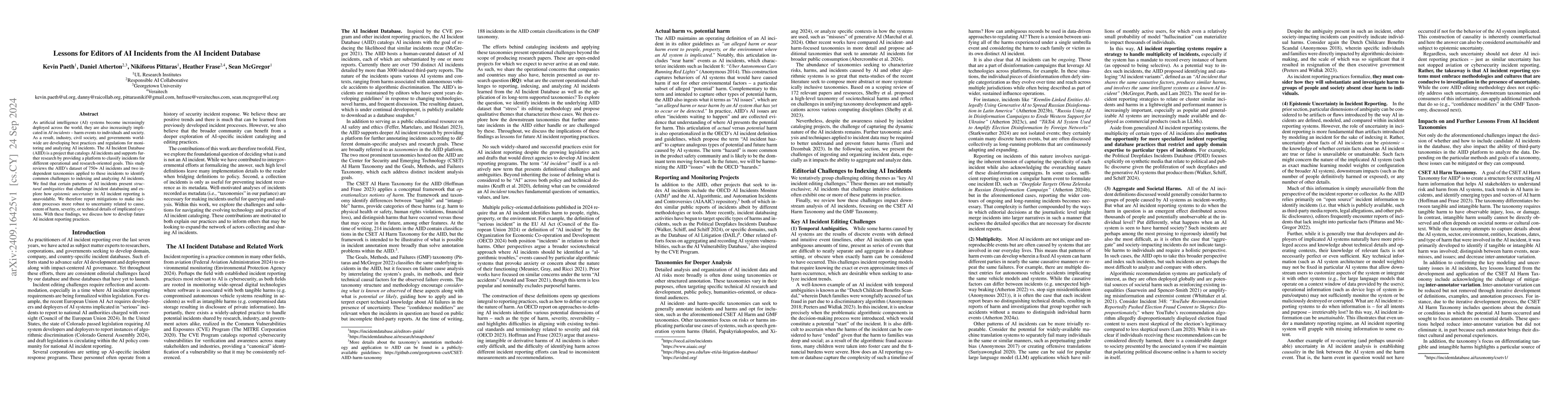 Thumbnail for Lessons for Editors of AI Incidents from the AI Incident Database